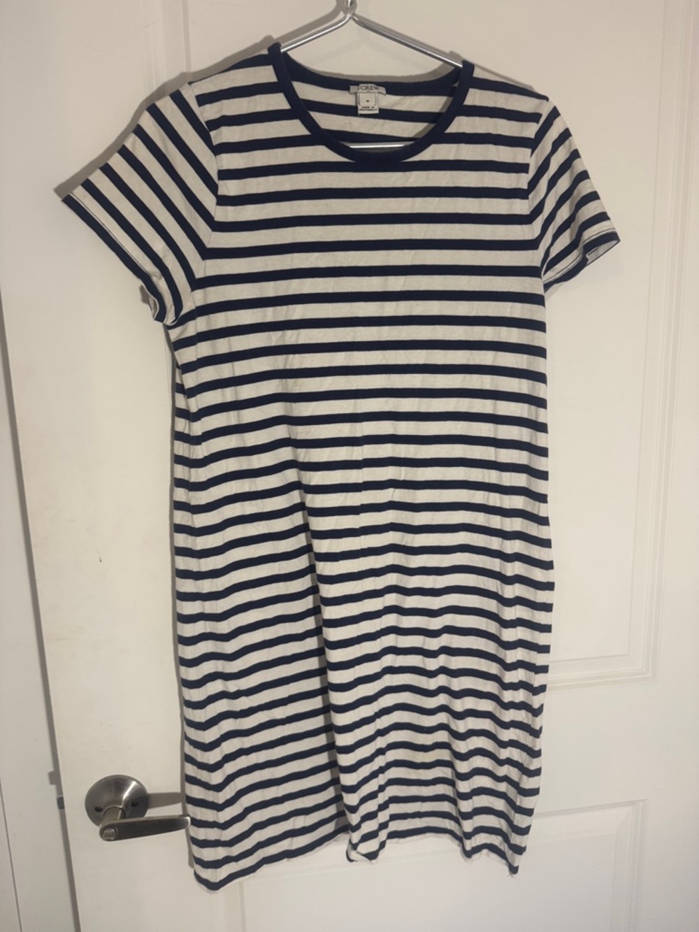 J. Crew Navy & White Striped Crewneck Tee